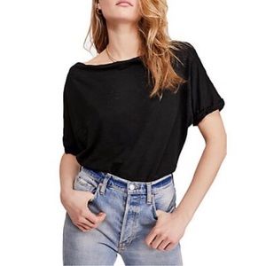 NWT Free People Astrid T-Shirt in Black Size Small